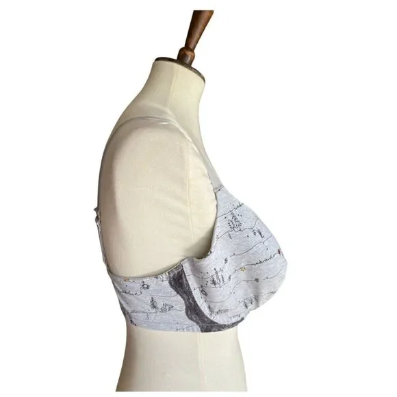 Ambrielle Holiday Decoration Wonderland Print Organic Cotton RacerBack Bra Multi - Picture 4 of 11